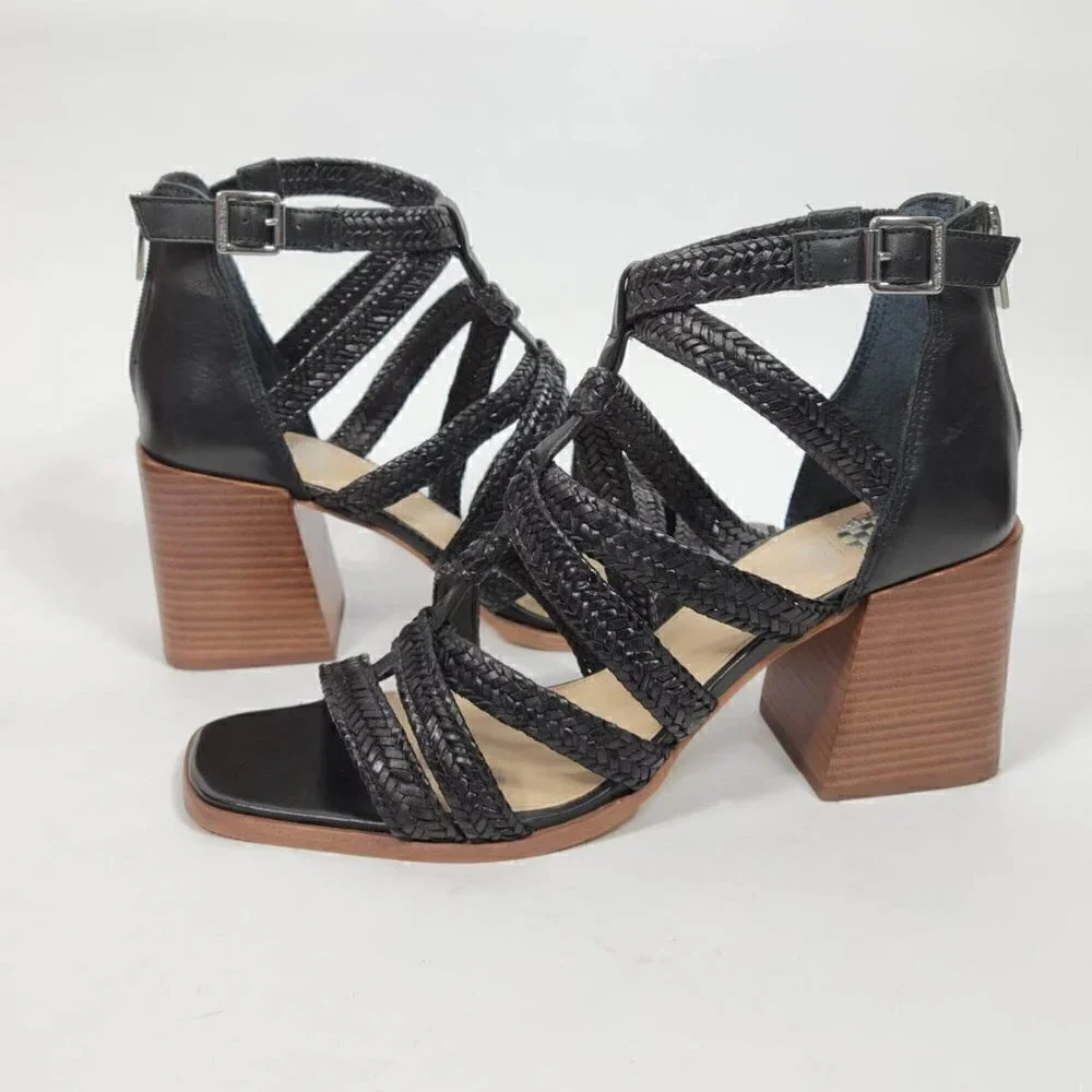 Vince Camuto Black Leather Sandals  #145 Size 10M